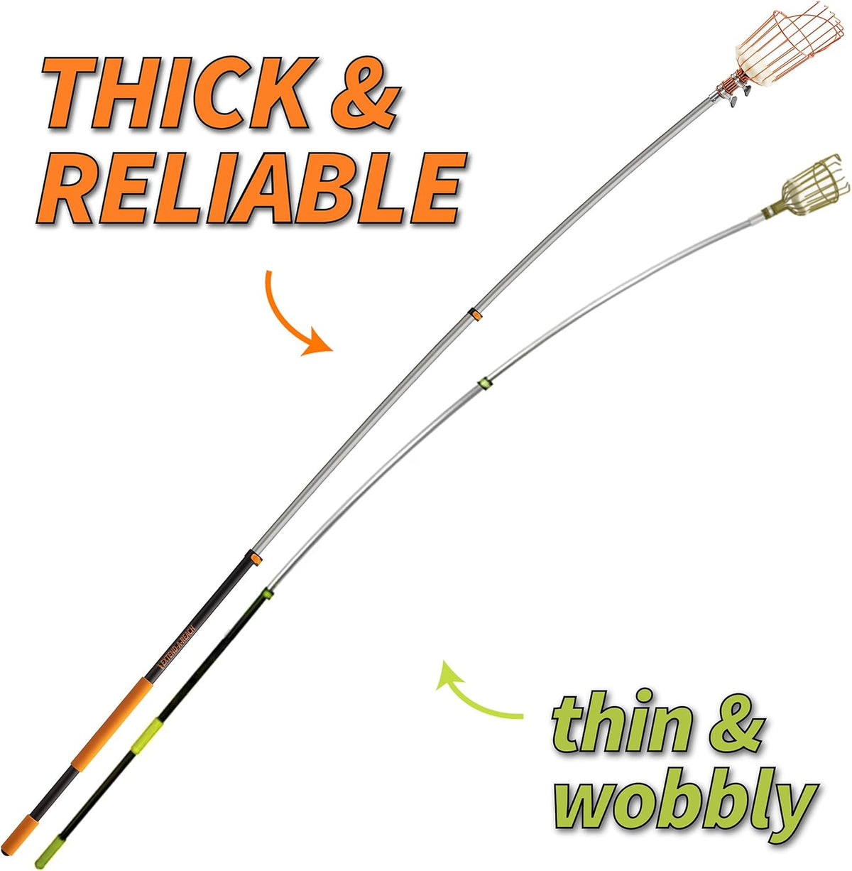 Fruit Picker Pole with Basket Telescoping 5-24 ft Apple Picker Extension Pole // Telescopic Fruit