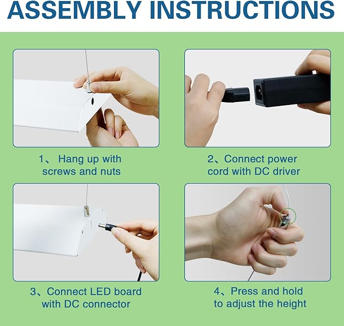 60W LED Grow Lights for Seed Starting, 2ft Hanging Full Spectrum Seedling Lights Grow Lights for