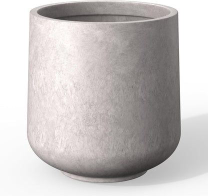 Kante 15.3" Dia Round Concrete Planter, Outdoor Indoor Large Plant Pots Containers with Drainage