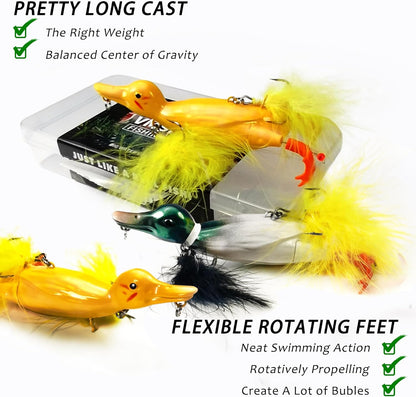 Duck Lures for Bass Fishing, Realistic Topwater Baby Duckling Baits Floating Artificial Hard