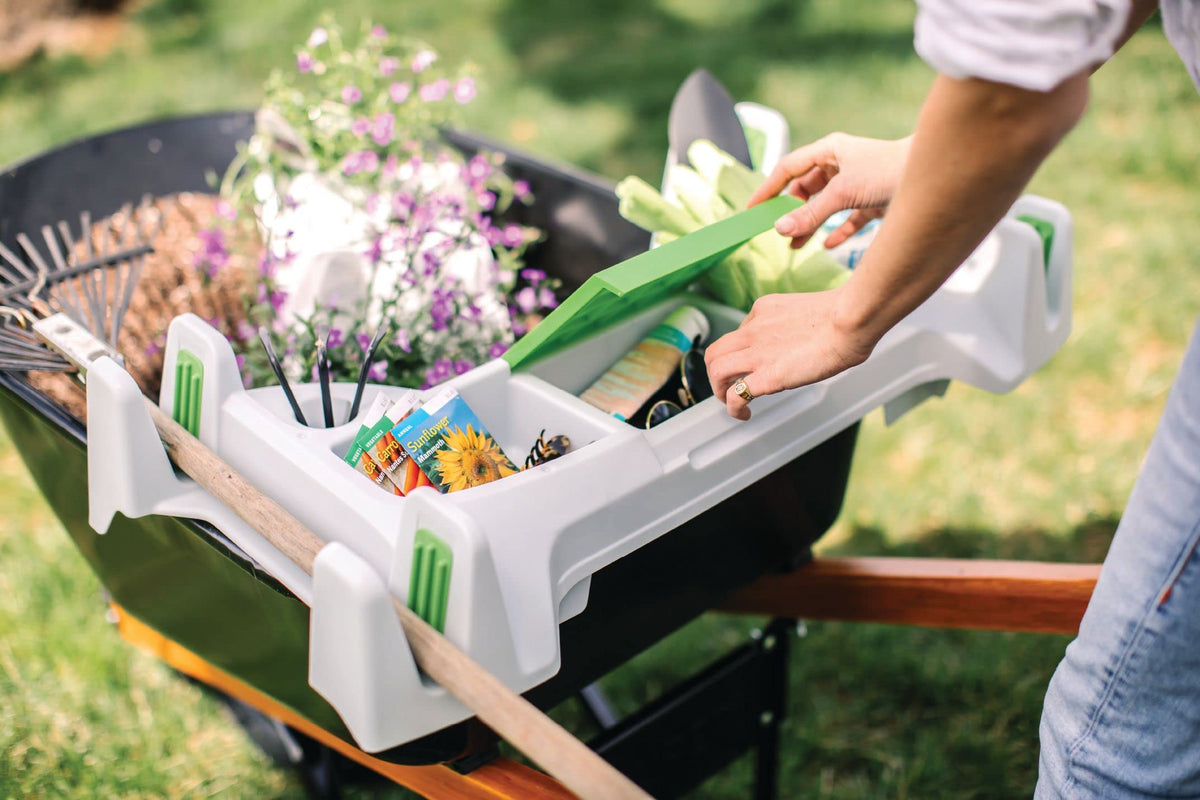 The Burro Buddy, USA Made Lawn/Garden Tray for All 4-6 cu. ft. wheelbarrows. Holds rake, Shovel