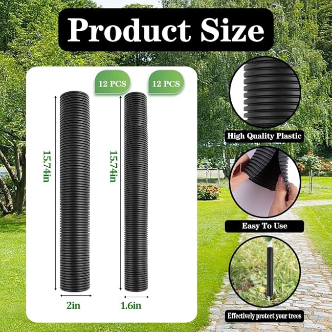 24 Pcs Tree Trunk Protector Guard, 2 Size Sapling Tree Protector from Deer, Tree Bark Protectors