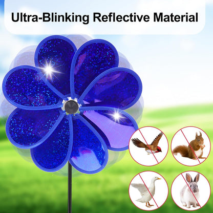 4PCS Flower Wind Spinner Sparkly Lawn Pinwheel 11.8 inch Colorful Rainbow Garden Windmill for