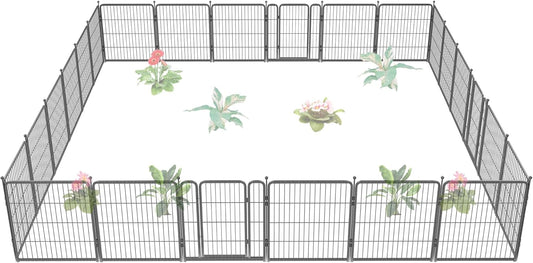 FXW Garden Fence Outdoor for The Yard – 32in(H) x 54.7ft(L) Heavy Duty Metal Animal Barrier for Dog