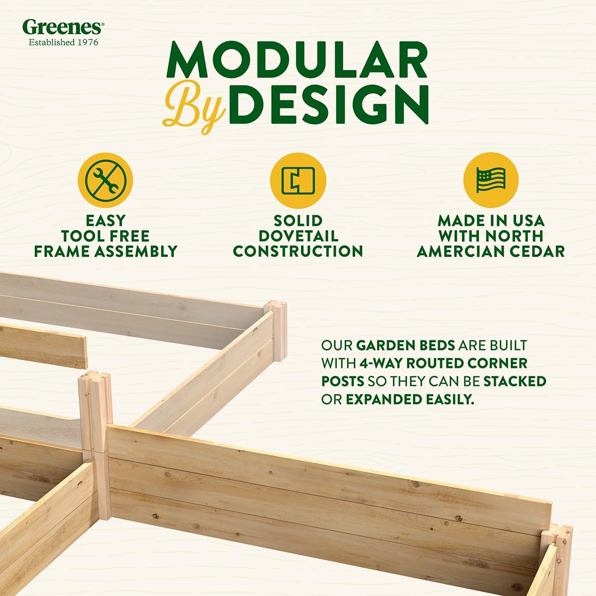 Greenes Fence Original Cedar Raised Garden Bed, 2' x 4' x 10.5" (3-Pack) - Made in USA with North