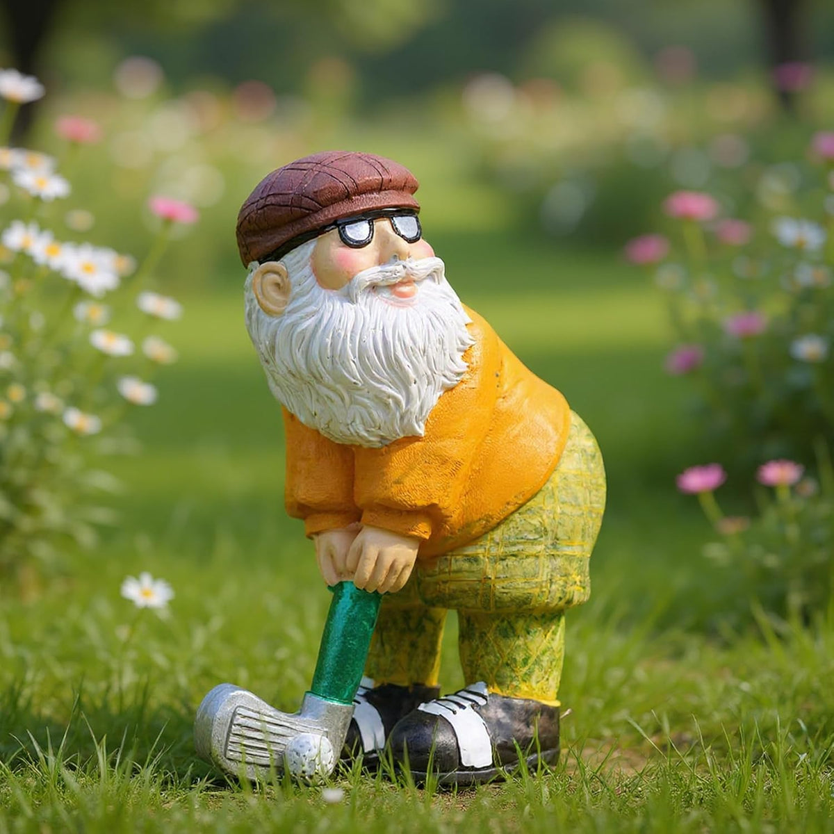Elenon Golf Gnome Garden Statue Decorative, Adorable Flower Bed Decor Gnome Outdoor Decor, Funny