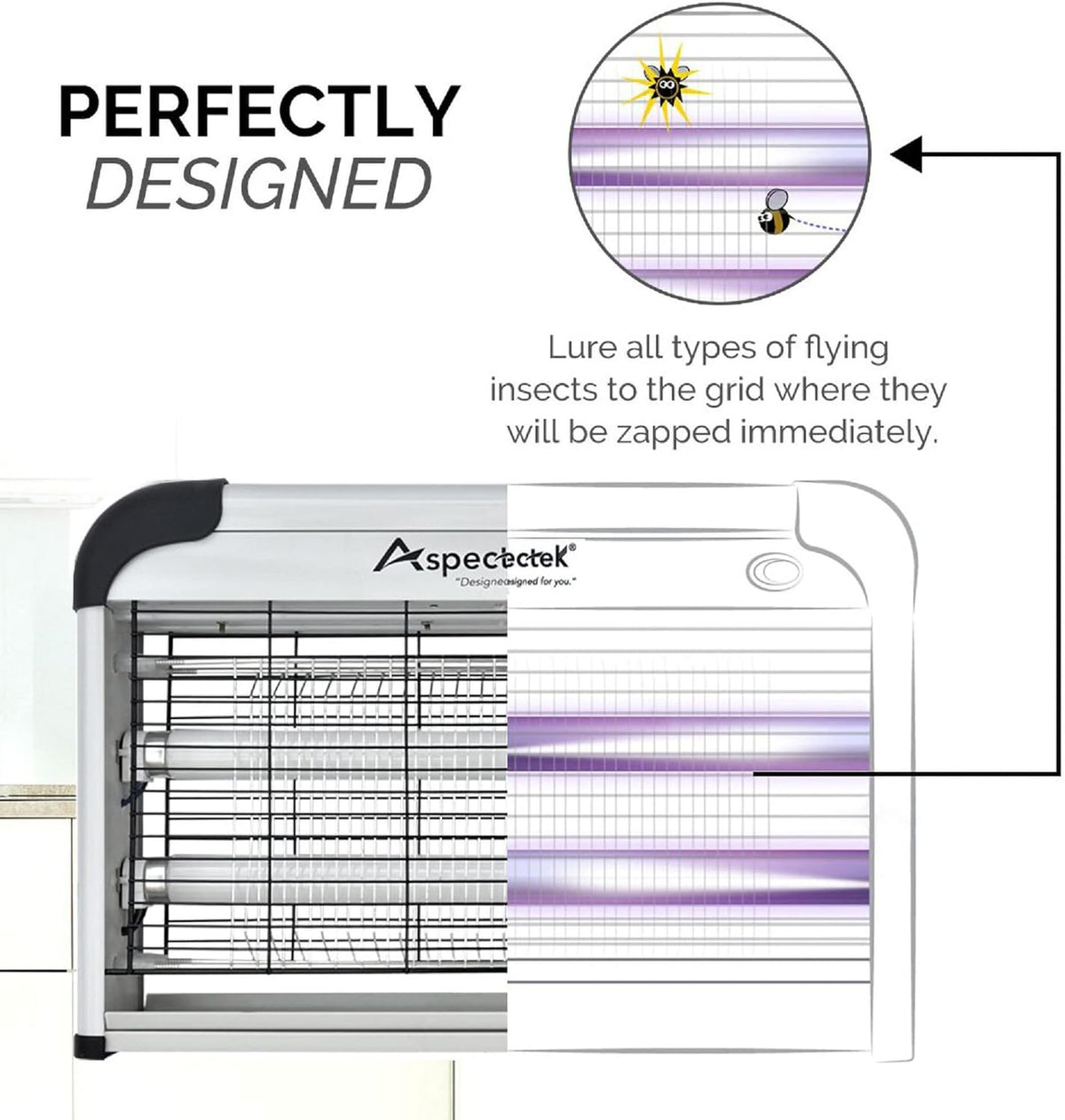 ASPECTEK Insect Killer, Bug Zapper, Powerful 20W Electronic Indoor Fly Zapper, Mosquito
