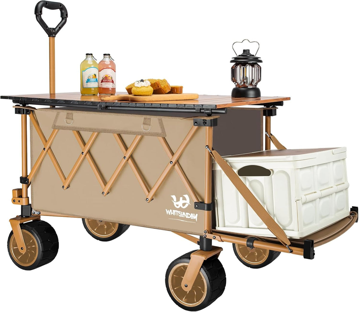 Whitsunday Collapsible Folding Wagon with Table,Heavy Duty Utility Beach Wagons with Opened