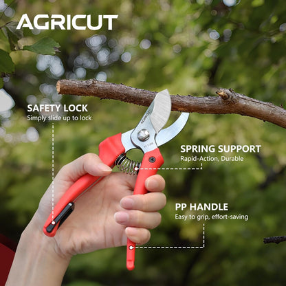 AGRICUT Pruning Shears for Gardening - 4/5 Inch Cut Capacity Bypass Pruners with High Carbon Steel