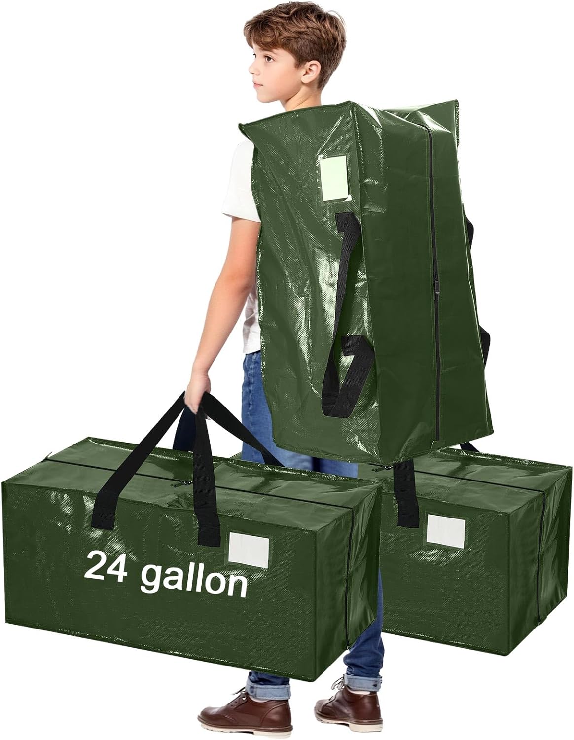 4 Pcs 24 Gallon Large Moving Bags with Zipper and Handles Foldable Storage Duffle Bags Heavy Duty