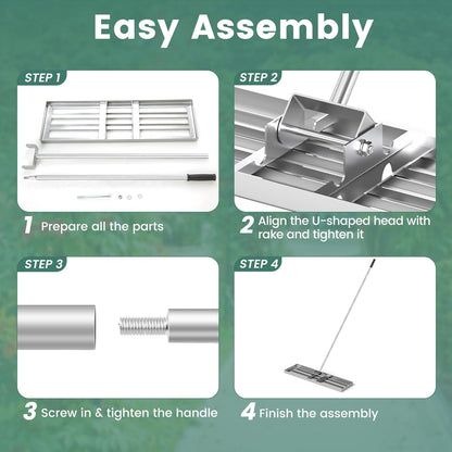 Goplus Lawn Leveling Rake, 36" x 10" Heavy Duty Level Lawn Tool w/ Ergonomic Handle for Soil
