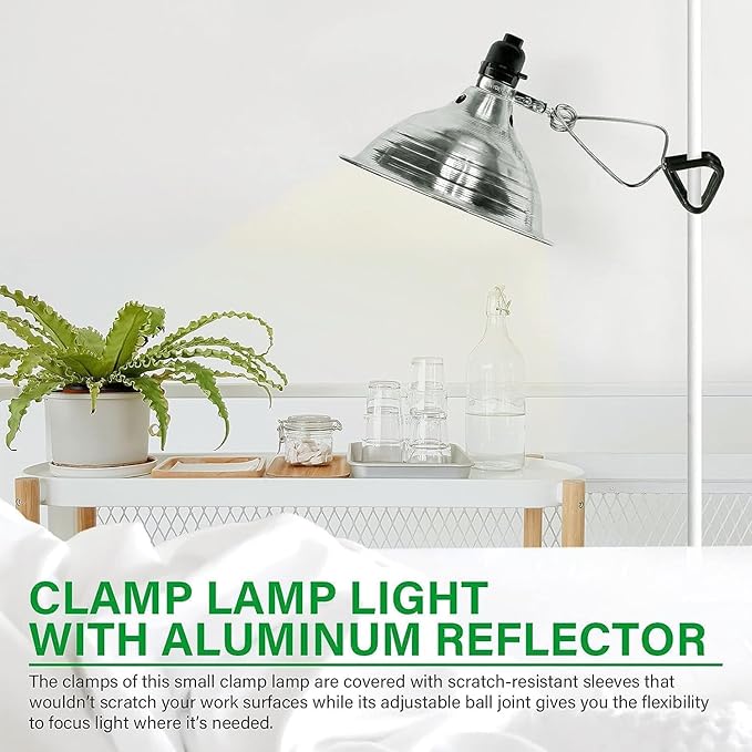 Simple Deluxe Clamp Lamp Light 150 Watt with 8.5 Inch Aluminum Reflector (no Bulb Included), 6 Feet