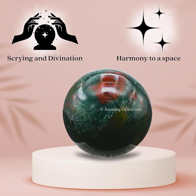 Amazing Gemstone Bloodstone Crystal Ball - 1" Inches Crystal Sphere Meditation Balls for Witchcraft