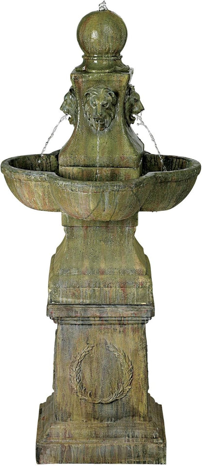 Royal Lion 54" High Large Italian Outdoor Decor Faux Stone Floor Fountain Standing Pedestal Tall
