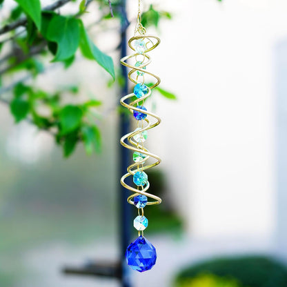 H&D HYALINE & DORA Gazing Ball Spiral Tail Crystal Suncatcher, Rainbow Maker Crystal Beads Decor