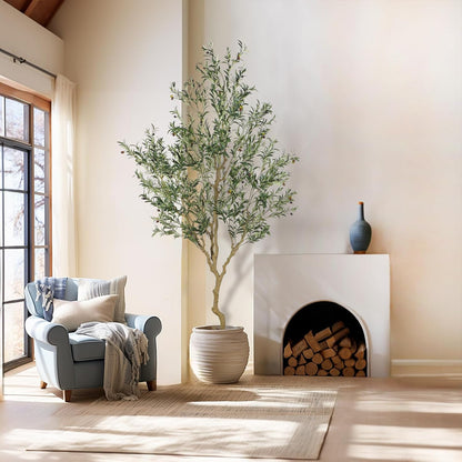 Tall Faux Olive Tree，9ft（108in） Realistic Potted Silk Artificial Olive Tree， Fake Olive Trees