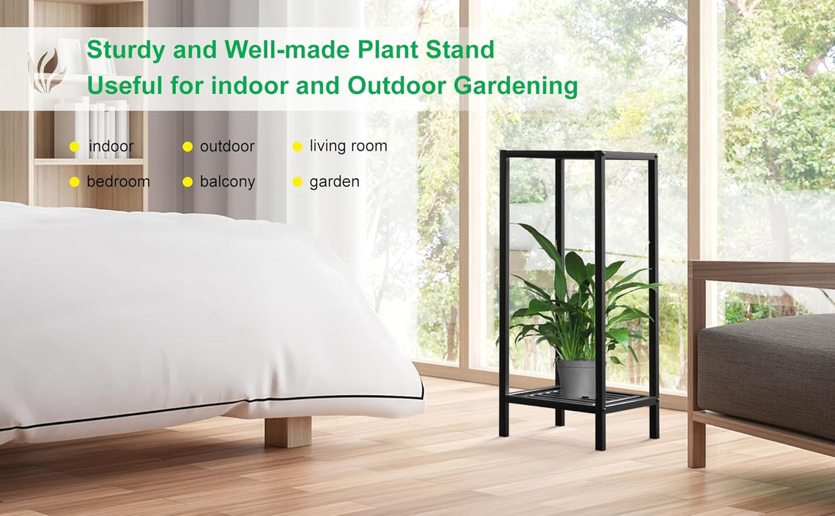 Zhongma 2 Tier 30" Tall Indoor Outdoor Plant Stand, 12 L x 12 W x 30 H inch, Heavy Duty Square