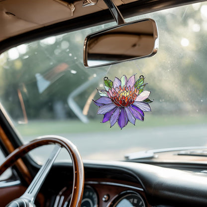 Purple Water Lily Flower Acrylic Suncatcher Stained Glass Effect Window Car Hanging Christmas