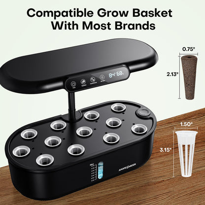 Ahopegarden Hydroponics Growing System Kit: 12 Pods Temp & Humidity Monitor