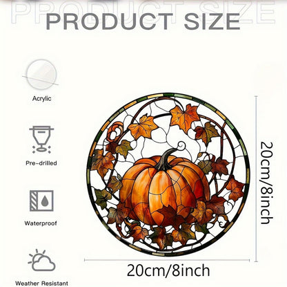 Halloween Suncatcher for Window Hanging Pumpkin Maple Leaves Designs Fall Acrylic Sun Catchers