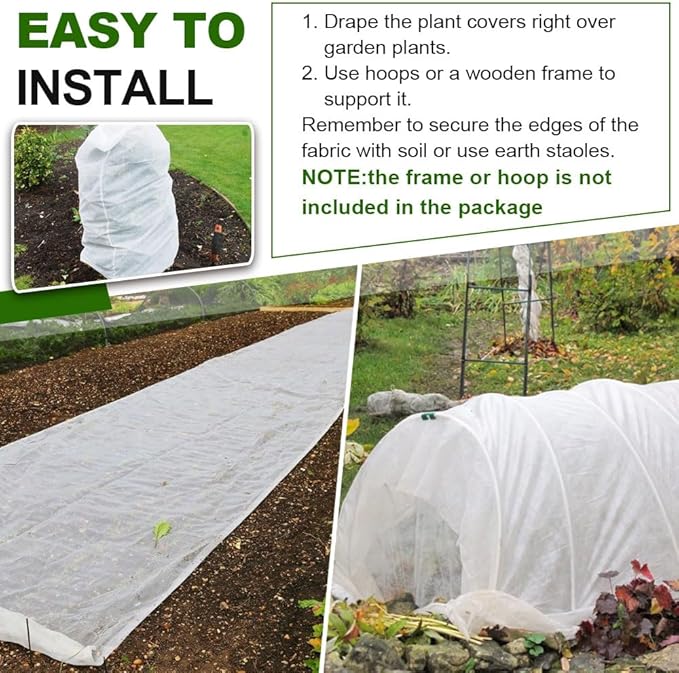 Plant Covers Freeze Protection 6.5 x 16.4 FT 1.2oz/yd² Frost Blankets for Outdoor Plants, Winter