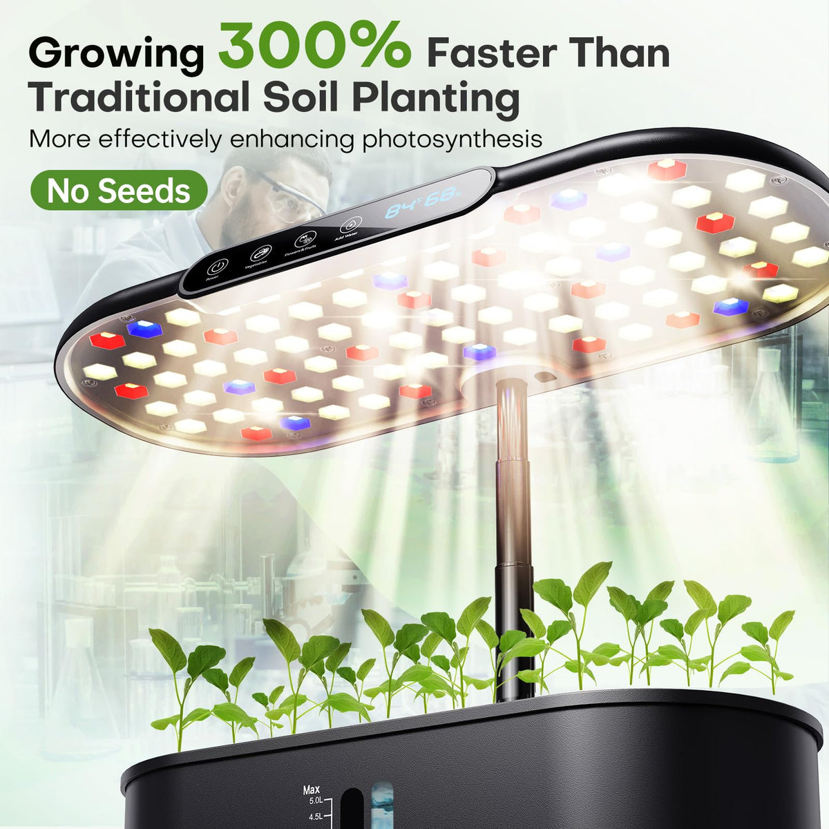 Ahopegarden Hydroponics Growing System Kit: 12 Pods Temp & Humidity Monitor
