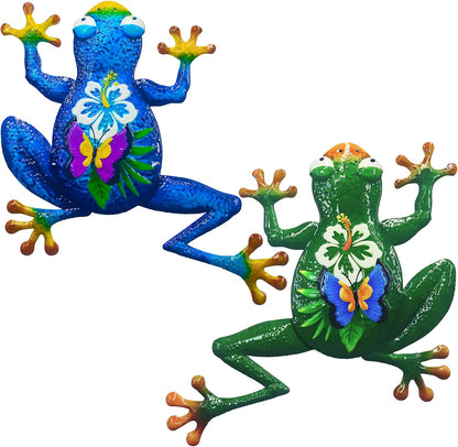 John's Studio 2Pcs Metal Frog Wall Decor Outdoor Garden Hanging Art Sculptures Home Theme