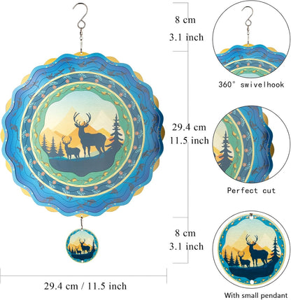 Light Catcher Elks Wind Spinner for Outdoor, 12 inch Hanging Wind Spinners Garden Yard Patio Window