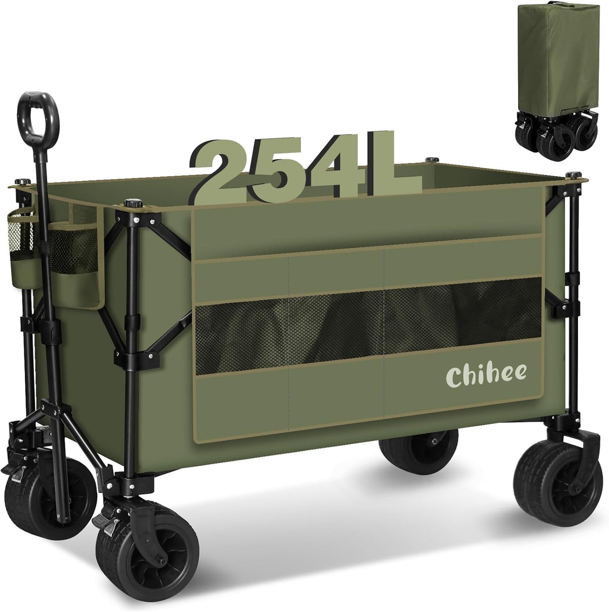Chihee Garden Cart Collapsible Outdoor Utility Wagon Cart,Folding Beach Cart Oversized Capacity