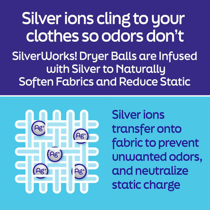 Wool Dryer Balls Laundry Reusable - Odor Eliminating Dryer Laundry Balls with Silver Technology