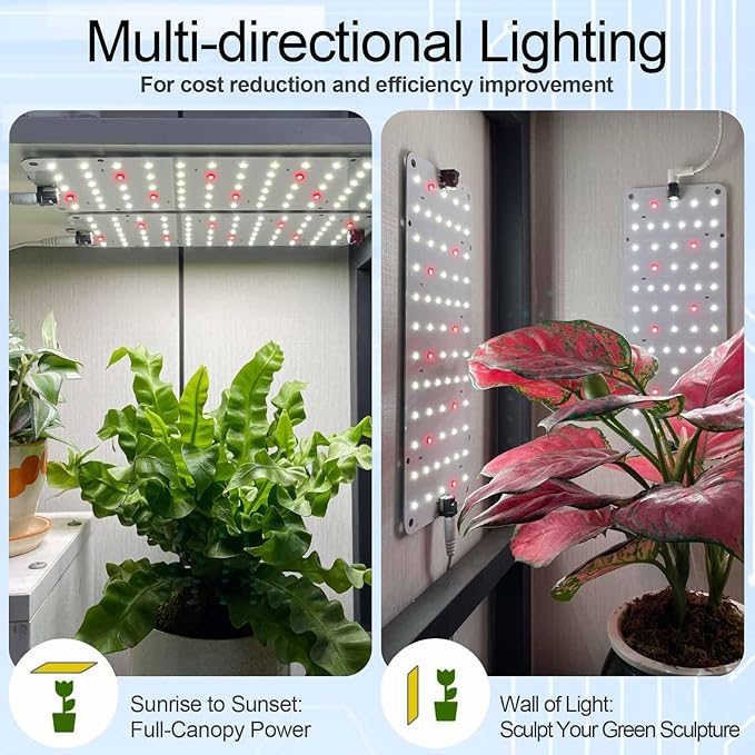 DOMMIA Grow Light, 20W Ultra-Thin Panel Grow Lights for Indoor Plants, High PPFD Full Spectrum