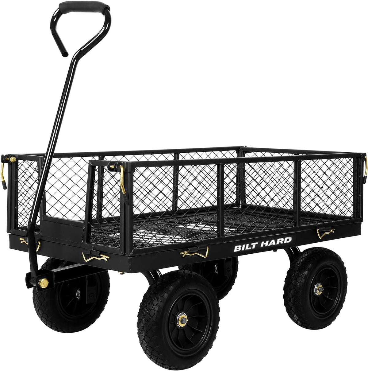 BILT HARD 10" Flat Free Tires Heavy Duty Garden Cart with 180° Rotating Handle and Removable Sides