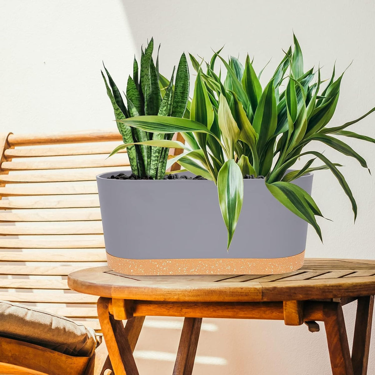 QCQHDU 16" L x 7.6" W x 7" H Window Planter Box, 2 Pack Self Watering Pots for Indoor Plants with