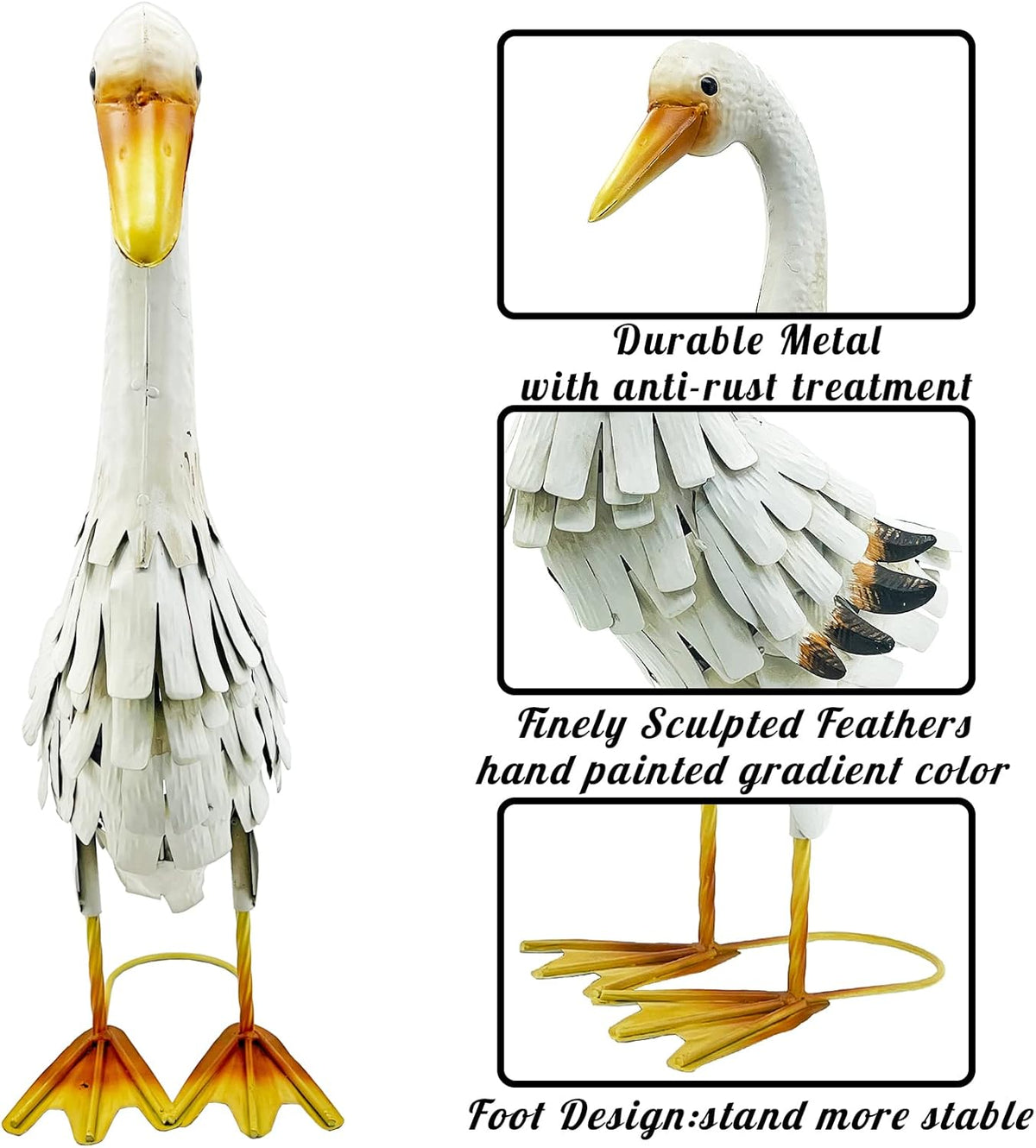 Metal Duck Garden Statue Outdoor Duck Decor Yard Art Sculpture for Home Lawn Backyard Porch Patio