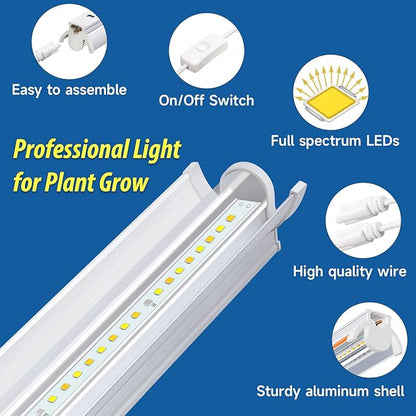 Plant Lights for Indoor Growing Seedlings - 16 in Long, 4-Count (10W x4) Full Spectrum T5 Grow