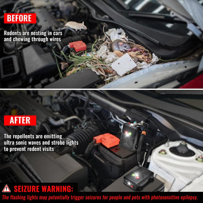 Ultrasonic Rodent Repellent for Car Engine - Battery Powered Under Hood Animal Repeller with
