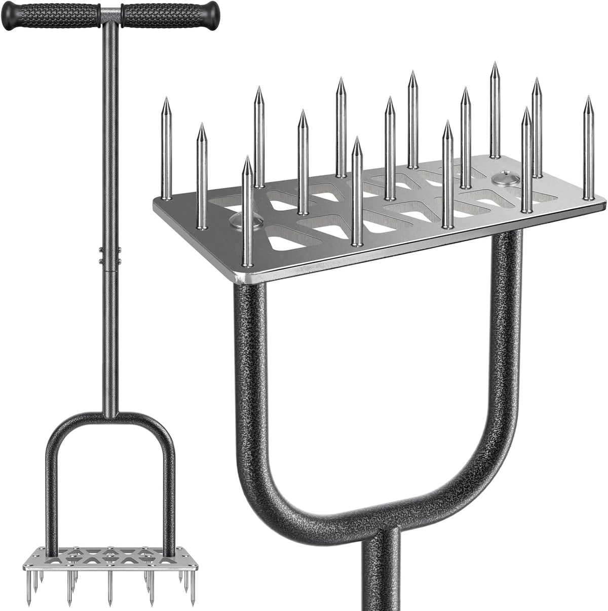 Dolibest Lawn Aerator Spike, Manual Lawn Aerator Tool with 15 Stainless Steel Spikes, Spike Lawn