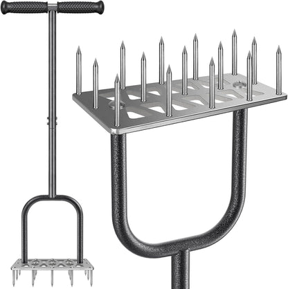 Dolibest Lawn Aerator Spike, Manual Lawn Aerator Tool with 15 Stainless Steel Spikes, Spike Lawn