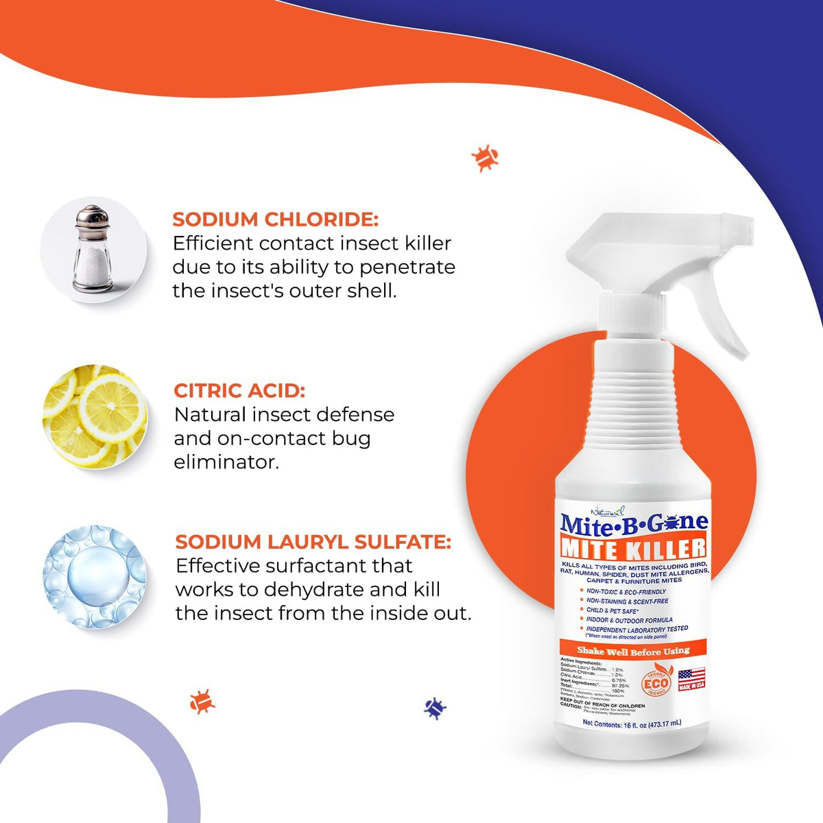 Mite Killer Spray by Mite-B-Gone — Kills Human Mites, Bird, Dust, Spider, Rat, Turkey, Carpet
