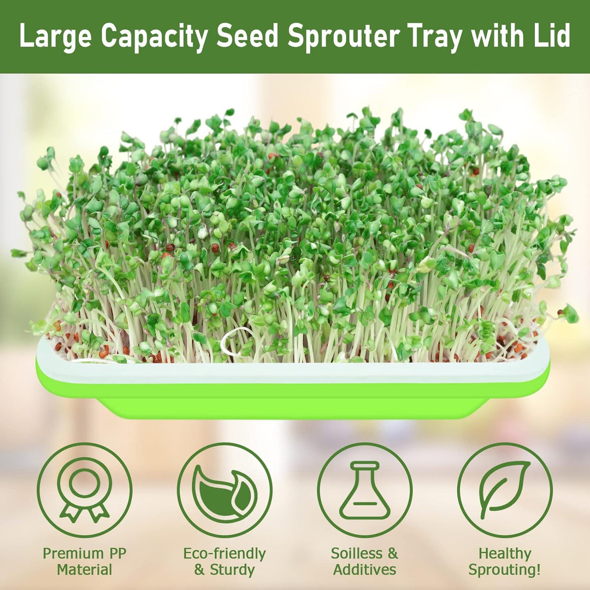 Legigo 5 Pack Seed Sprouter Trays- Soil-Free Cultivation Germination Tray, BPA Free Micro Greens