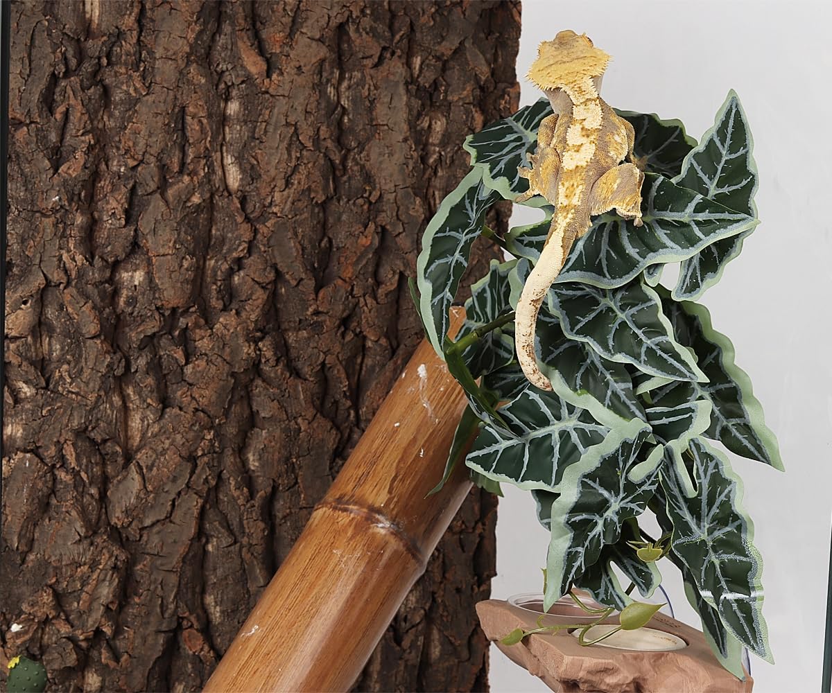 Reptile Plants for Terrarium, Amphibian Habitat Decor Artificial Hanging Plants with Suction Cup