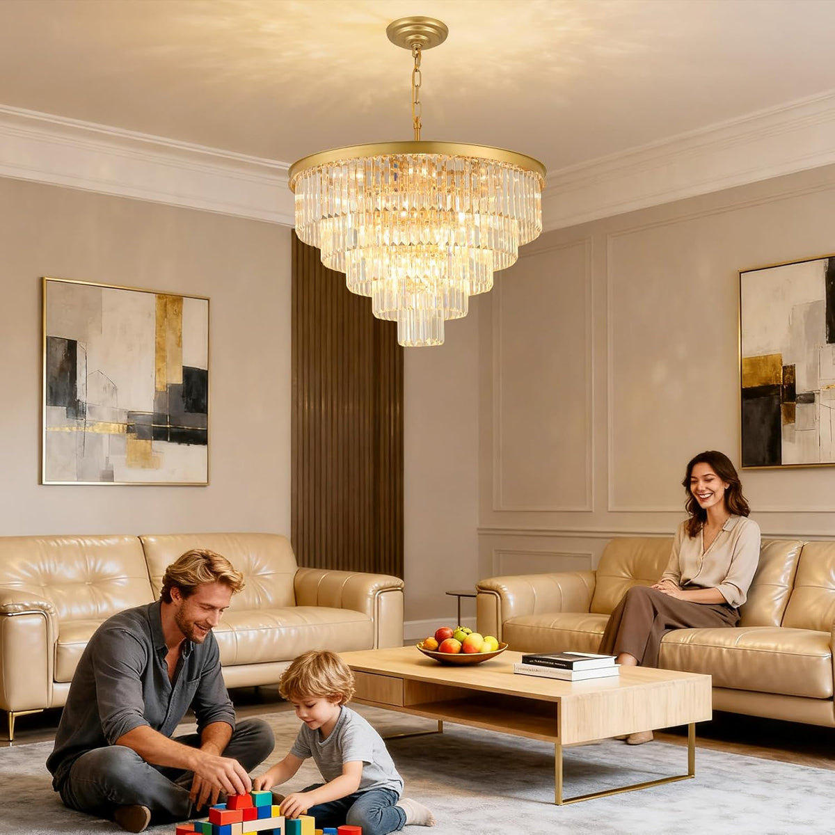 Crystal Chandeliers for Dining Room Lights Fixture Over Table, 20 Lights Gold Modern Chandeliers