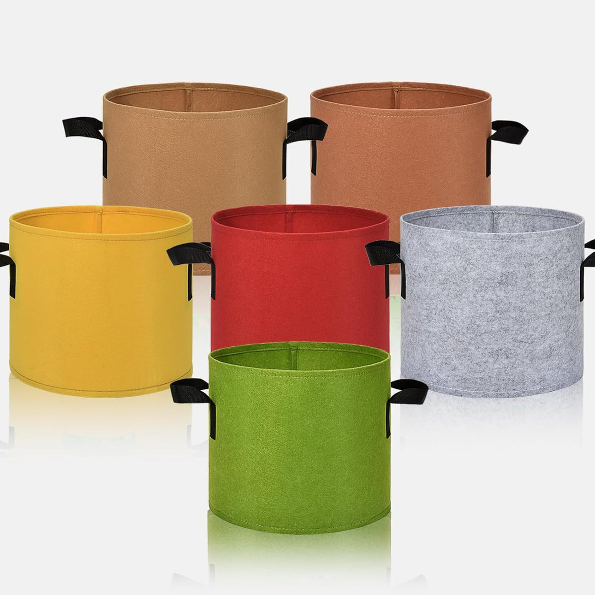6-Pack Fabric Grow Bags 3 Gallon – Colorful 300G Thickened Nonwoven Planter Pots with Sturdy