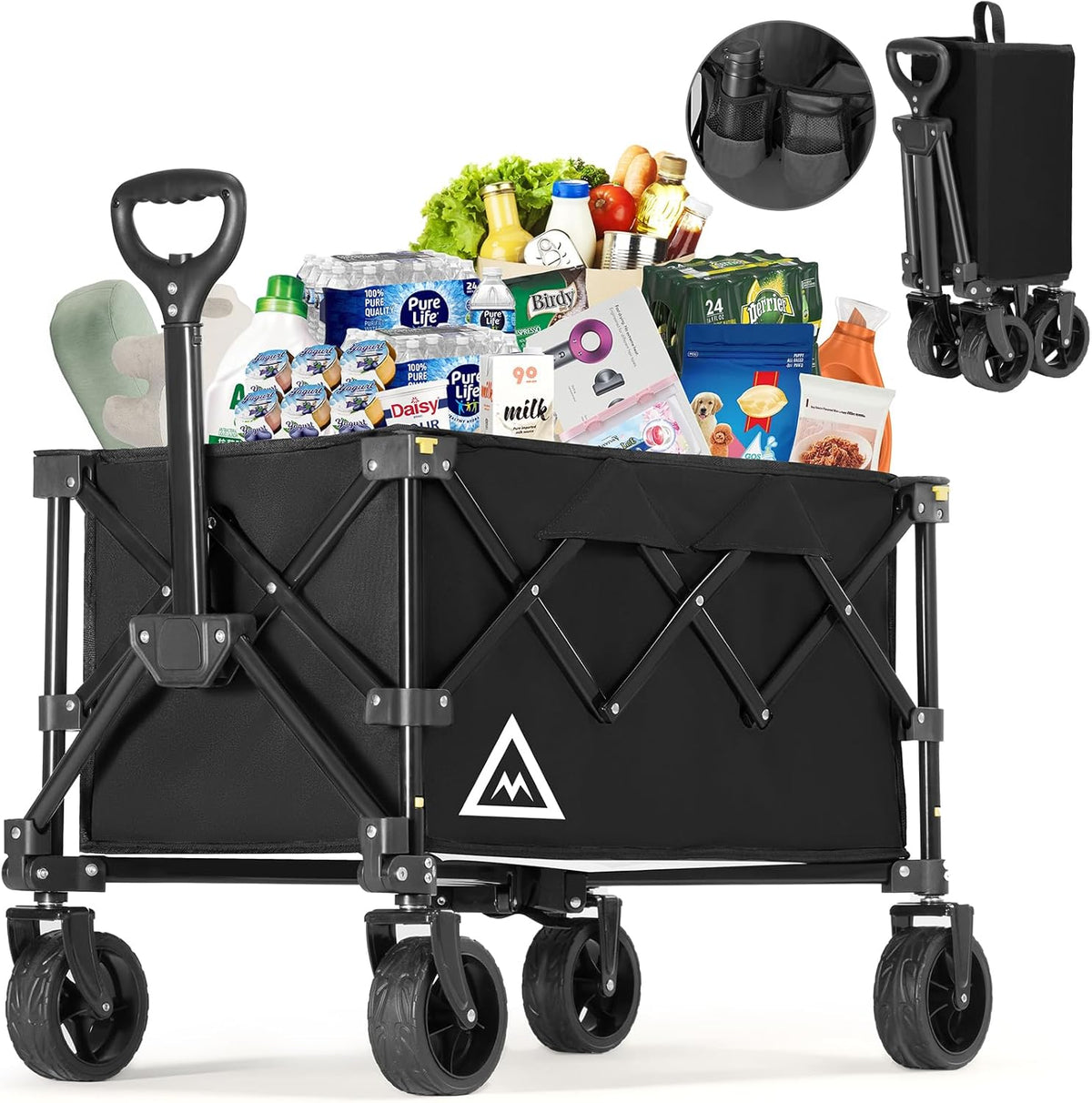Wagon Cart Shopping Foldable Folding Collapsible with Wheels Big On Beach Garden Outdoor Grocery