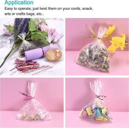 MECCANIXITY Foil Twist Ties 7" 18cm Metallic Plastic Closure Tie for Tying Bread, Candy, Cookies