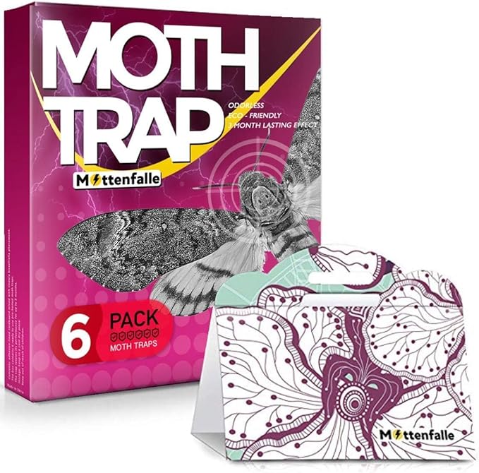 Mottenfalle Clothes Moth Traps 6-Pack - Prime Safe Non-Toxic Eco-Friendly Moth Traps with