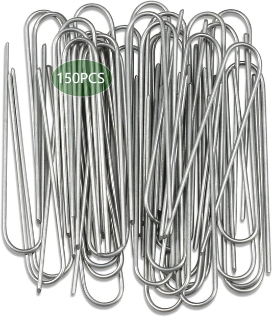 Landscape Staples 6 Inch Galvanized Garden Stakes 150 Pack,Garden Staples Heavy-Duty Sod Pins