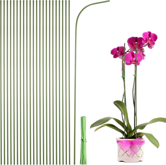 uxcell 30pcs Green Plant Support Stakes, 15.7" Bendable Garden Plant Sticks Plastic Single Stem