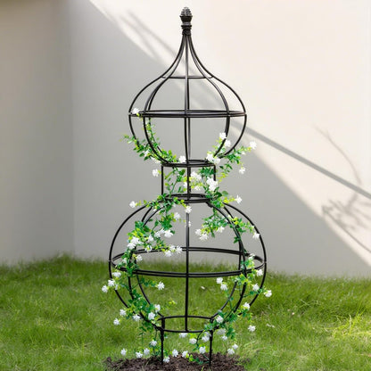 48.8"x17" Metal Obelisk Trellis for Climbing Plants | Unique Outdoor Support for Rose Bushes and