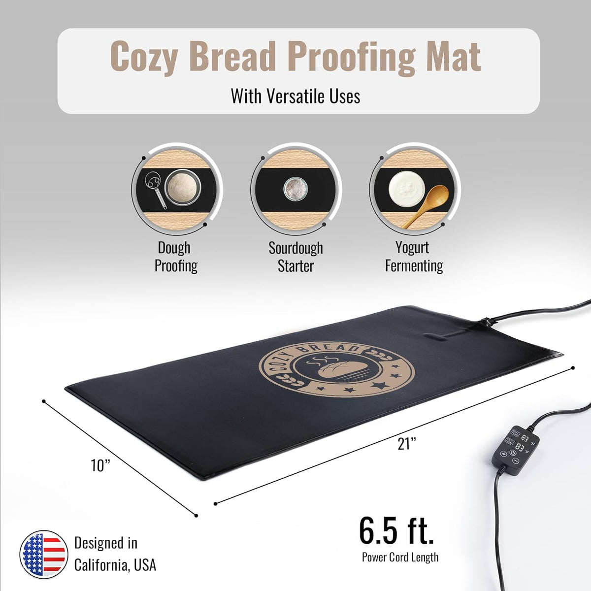 Cozy Bread® Sourdough Bread Proofing Mat for Home Bakers | USA Brand | Thermostat Controlled Bread